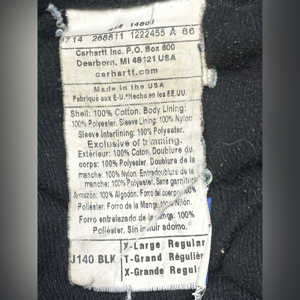 Vintage Carhartt J140 Made in USA Black Faded Distressed Work Jacket XL - Picture 2 of 16